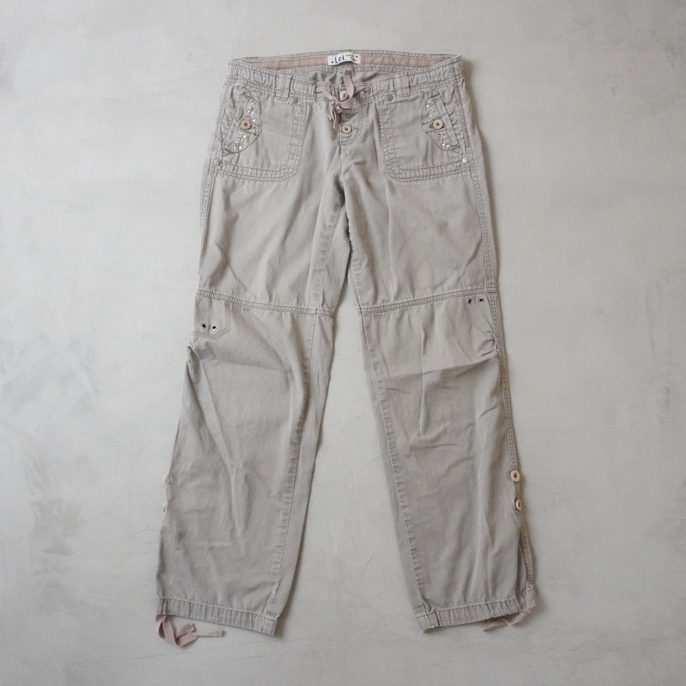 Vintage LEI Ashley Lowrise Corduroy Pants Size 9 Tan Khaki Y2K Cargo Y2K 32"